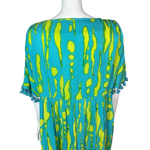 True Destinations Cover up Dress Size M Boho long maxi colorful tassel vacation - Picture 10 of 14